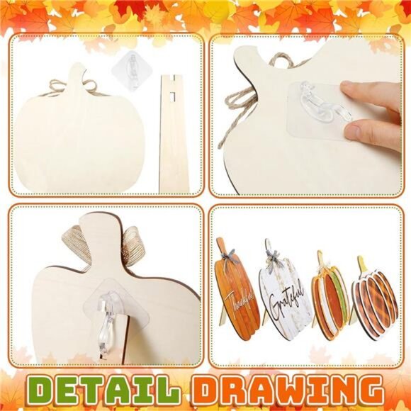 Set of 6 Farmhouse Outdoor Fall Decoration for Home Pumpkin Fall Porch Signs - Picture 4 of 7